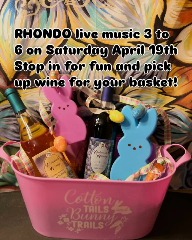 We have Rhondo 4/19 from 3 to 6pm!
While you are here you can pick up wine for yourself or to put in a basket!!